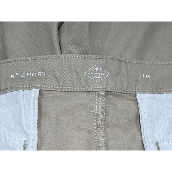St. John's Bay - Women's Mid Rise 5" Inseam Chino Short - Beige -18 - Picture 13 of 16